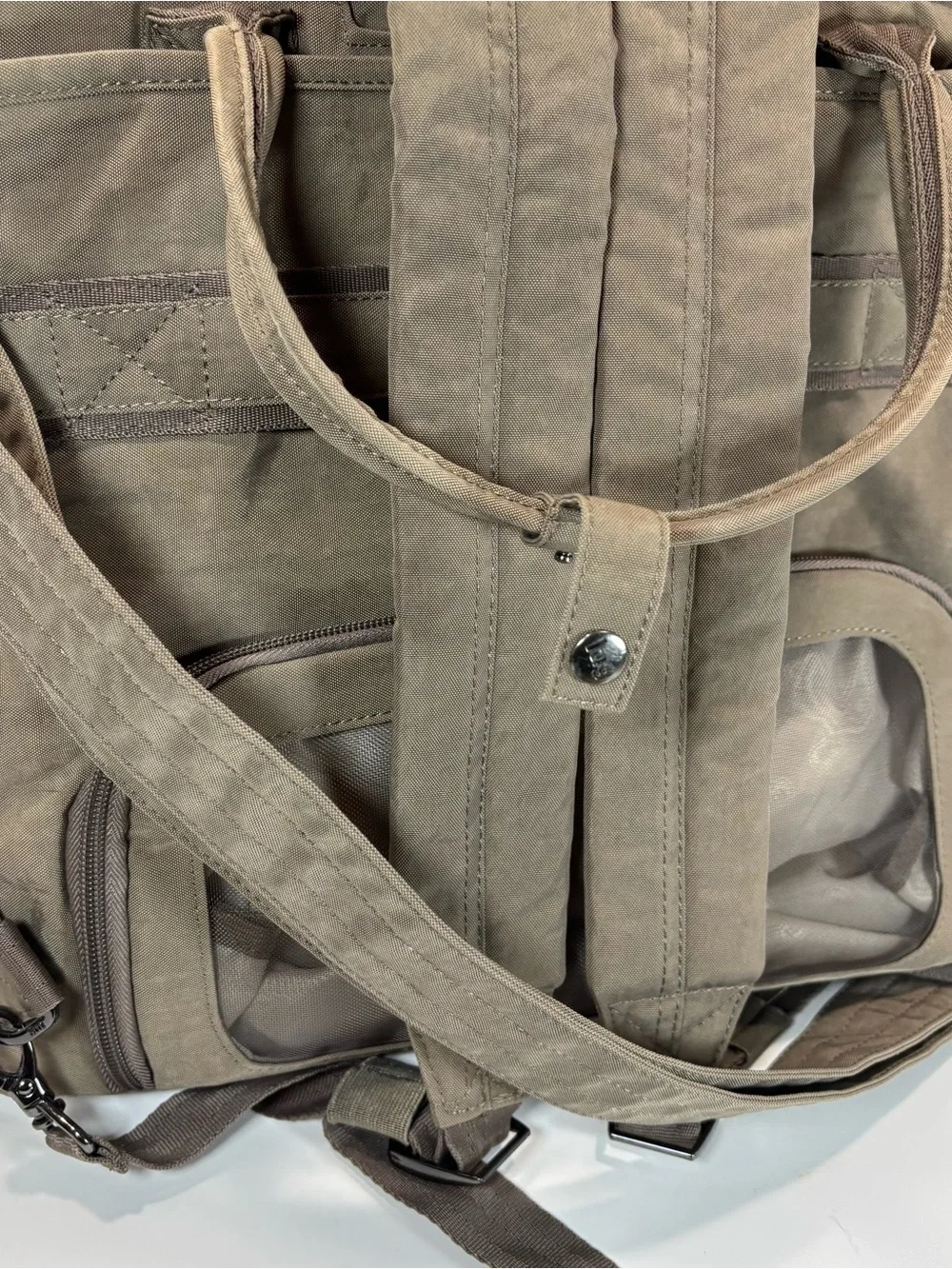 Lug Via Convertible Crossbody Tote Bag Backpack Carry-On 3 in 1 Carmel Beige EUC